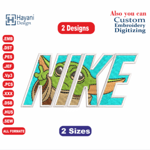 Baby Yoda Nike Embroidery Designs/2 Designs & 2 Size/ Anine Machine Embroidery Designs/  Files Instant Download