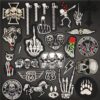 Skull Punk  Embroidery  Iron on Patches Appliques