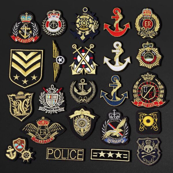  New Gold Embroidered Ship Anchor Military Patches wholesale Iron On Clothes Backpack Jeans Stickers Diy Ironing Appliques