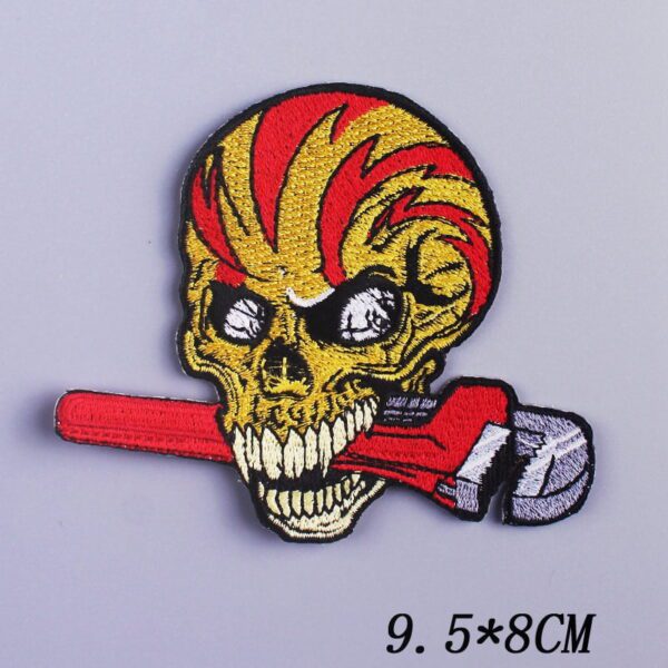 Punk Sun Moon Skeleton Embroidered Iron-On Patches for Clothes