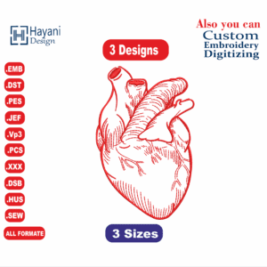 Heart Embroidery Designs/3 Designs & 3 Size/ Heart Logo Machine Embroidery Designs/  Files Instant Download
