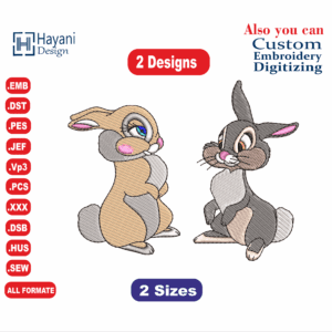 Miss Bunny and Thumper  Embroidery Designs/2 Designs & 2 Size/Miss Bunny and Thumper  Machine Embroidery Designs/  Files Instant Download