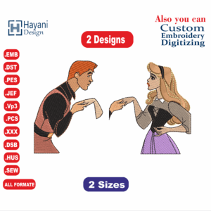 Prince Philip and Princess Aurora  Embroidery Designs/2 Designs & 2 Size/  Machine Embroidery Designs/  Files Instant Download