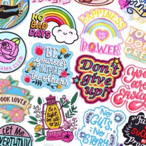 Cartoon Rainbow Letter Embroidered  Iron Patches  On Patches For Clothing DIY Letter Flower Patch Badge Stickers