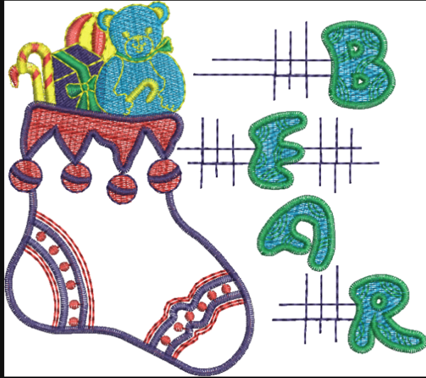 Free Bear with shoes Applique Embroidery Design