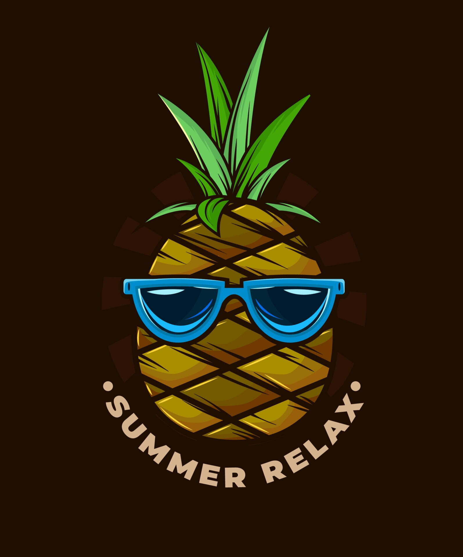 Pineapple with palm trees and sunset summer party for t-shirt print