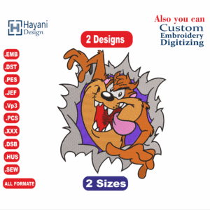Taz Devil  Embroidery Designs/2 Designs & 2 Size/ Tasmanian Devil Machine Embroidery Designs/ 5.x7 Hoop /Files Instant Download