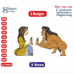 Tarzan and Jane  Embroidery Designs/2 Designs & 2 Size/ Tarzan and Jane Machine Embroidery Designs/  Files Instant Download