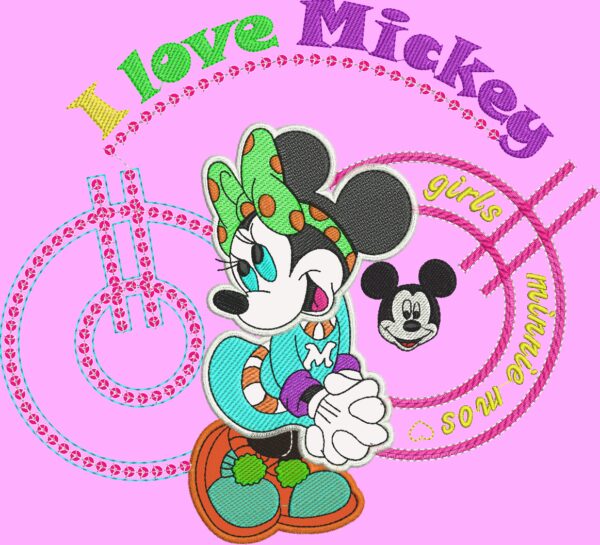 Free Mickey Mouse Applique and Sequins Embroidery Design