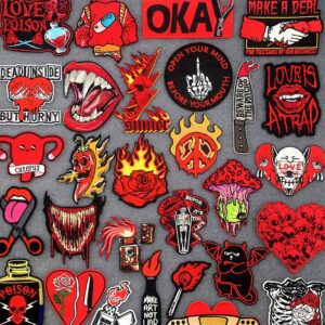 Tusk Punk Embroidery Patches for Clothing Stickers Ironing Sewing Patches Stripes Diy Appliques Patches on Clothes Stickers