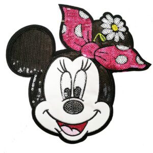 Mickey Minnie Mouse Embroidered Cloth Sticker Fashion Sequin Mickey Mouse Appliques Sewing Patches DIY T-shirt Decals