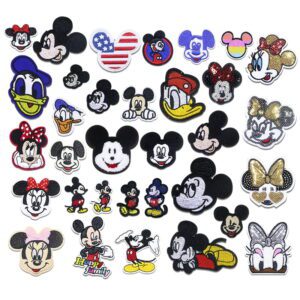 Donald Duck Mickey Minnie Mouse Shiny Icon Embroidery Applique Patches For Clothing DIY Iron on Patch on the stickers