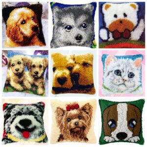 Embroidery Latch Hook Pillow Kits Carpet Dog Embroidery