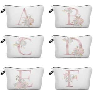 Flowers Alphabet Printed Cosmetic Bags  Bridal Party Make Up Bags Pouch Necessaries Lady Tote Bride Bridesmaid Proposal Gift