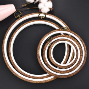 Sewing Tool Round Wooden Color Embroidery Hoops Frame Set Plastic Embroidery Hoop Rings For DIY Cross Stitch Needle Craft Tool