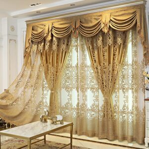 Curtains for Living Dining Room Bedroom Custom High-end Luxury European Embroidery Gold Door Window Room Decor White Tulle