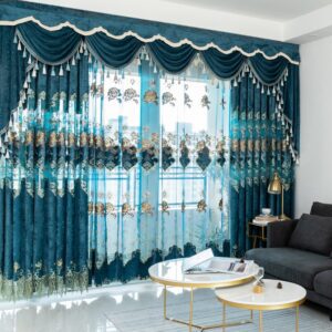 European Luxury Curtains for Living Room Valance Tulle Half Blackout Hollow Embroidery Bedroom Dining Room High-quality Custom