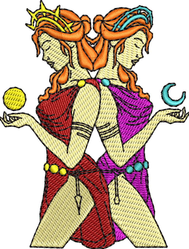 Gemini zodiac Embroidery Designs/1 Designs & 3 Size/Anime Gemini