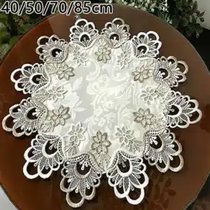 Round Tablecloth Lace Floral Table Cloth Hotel Restaurant Banquet Party Tablecloth Round Table Antifouling Cover Cloth Decor