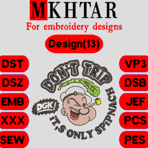 Popeye character design/Love Embroidery Designs/Files Instant Download