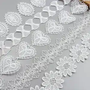 2Yards/Lot Soluble White Handmade Lace Ribbon Embroidered Bow Tassel lace trims For Clothing Dress Curtain Sofa table Decoration