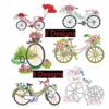 Bicycle Embroidery Design /Six bicycles with flowers in basket / embroidery designs / machine embroidery designs / bike embroidery file