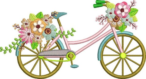 Bicycle Embroidery Design /Six bicycles with flowers in basket / embroidery designs / machine embroidery designs / bike embroidery file