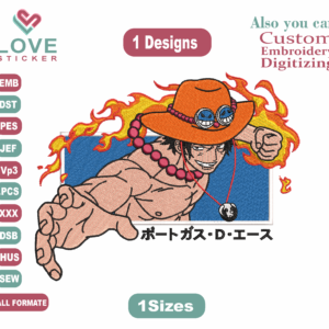 Anime ACE Embroidery Designs/1 Designs & 1 Size/ACE Anime Machine Embroidery Designs/ Files Instant Download