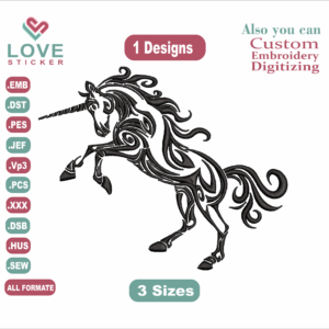 Attacking vintage unicorn Embroidery Designs / 1 Designs & 3 Size/ Anime unicorn Embroidery Designs Machine Embroidery Designs/ Files Instant Download
