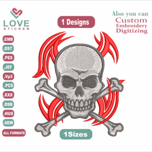 Skull logo Embroidery Designs/1 Designs & 1 Size/ logo  Machine Embroidery Designs/ Files Instant Download