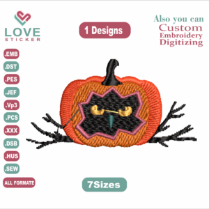 Halloween Pumpkin Embroidery Designs/1 Designs & 7 Size/Pumpkin Halloween Machine Embroidery Designs/ Files Instant Download
