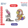 Anime Bugs Bunny & Lola Bunny Embroidery Designs,1 Designs & 1 Size,Anime Valentine's Day Machine Embroidery Designs,Files Instant Download
