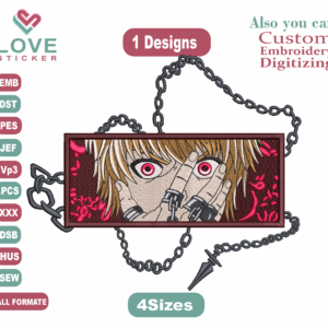 Anime KURAPIKA Embroidery Designs/1 Designs & 4 Size/KURAPIKA Anime Machine Embroidery Designs/ Files Instant Download