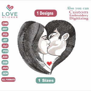 Love Kiss Embroidery Designs/1 Designs & 1 Size/Love Kiss Anime Machine Embroidery Designs/ Files Instant Download