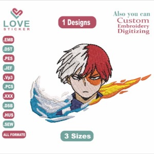 Anime Nike Todoroki Embroidery Designs/1 Designs & 3 Size/Nike x Todoroki Anime Machine Embroidery Designs/ Files Instant Download