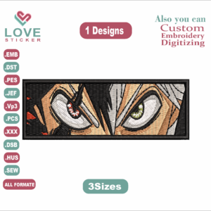 Anime ZAsta Eyes Embroidery Designs/1 Designs &3 Size/ZORO Anime Machine Embroidery Designs/ Files Instant Download