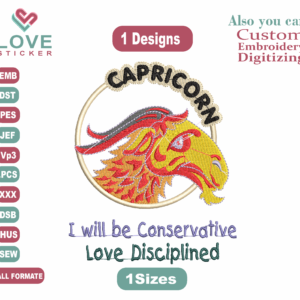 Animal Capricorn Embroidery Designs/1 Designs & 1 Size/Capricorn Anime Machine Embroidery Designs/ Files Instant Download