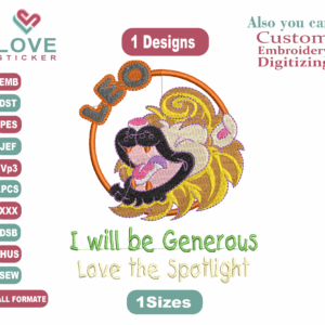 Free Lion Embroidery Designs/1 Designs & 1 Size/ leo Anime Machine Embroidery Designs/ Files Instant Download
