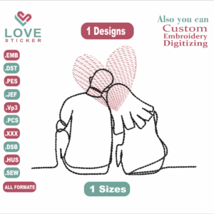 Lovers heart Embroidery Designs/1 Designs & 1 Size/Lovers heart Machine Embroidery Designs/ Files Instant Download