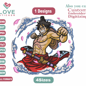 Anime MONKEY D LUFFY Embroidery Designs/1 Designs & 4 Size MONKEY D LUFFY Anime Machine Embroidery Designs/ Files Instant Download