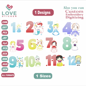 Numbers from 1 to 12 Embroidery Designs / 1 Designs & 1 Size/ Alphabet Machine Embroidery Designs/ Files Instant Download