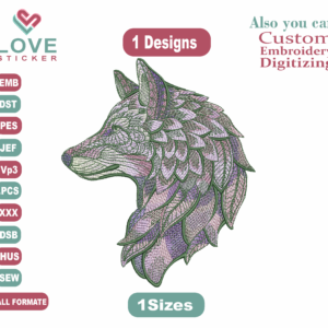 Wolf head Embroidery Designs/1 Designs & 1 Size/Wolf head Anime Machine Embroidery Designs/ Files Instant Download