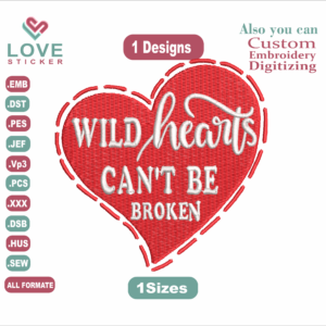 Valentine's Day WITH ALL MY HEART Embroidery Designs/1 Designs & 1 Size/ Free Valentine's Leinwandbild WITH ALL MY HEART Machine Embroidery Designs/ Files Instant Download