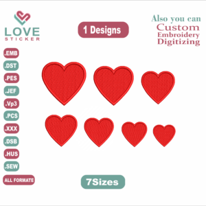 Heart Embroidery Designs/7 Designs & 7 Size/ Heart 7 Designs Machine Embroidery Designs/ Files Instant