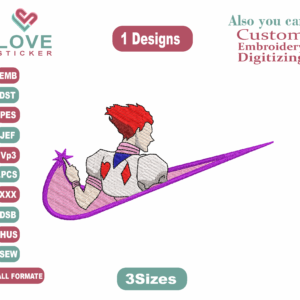 Anime Nike Hisoka Embroidery Designs/1 Designs & 3 Size/Hisoka Anime Machine Embroidery Designs/ Files Instant Download
