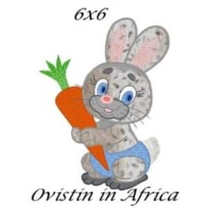 Cute Bunny with Carrot Applique Embroidery Design