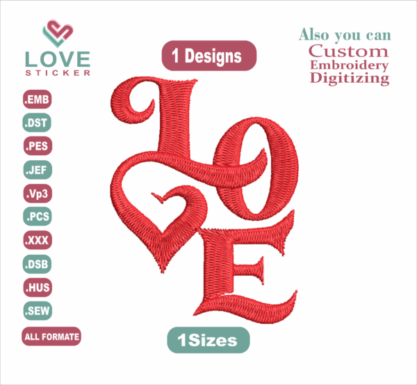 Valentine's Day love Embroidery Designs