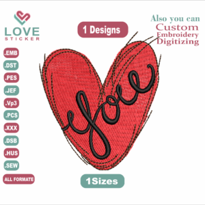 Valentine's Day Love you Embroidery Designs/1 Designs & 1 Size/Free Valentine's love you Machine Embroidery Designs/ Files Instant Download
