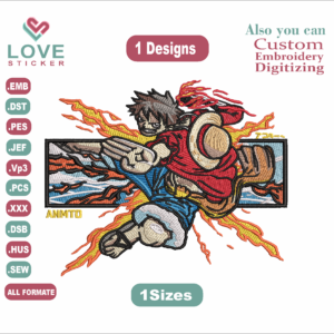 Anime monkey d luffy Embroidery Designs/1 Designs & 1 Size/ZORO Anime Machine Embroidery Designs/ Files Instant Download