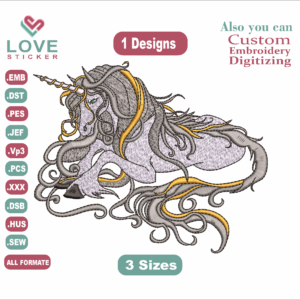 Animal peacefulunicorn Embroidery Designs/1 Designs &3 Size/peacefulunicornAnimal Machine Embroidery Designs/ Files Instant Download